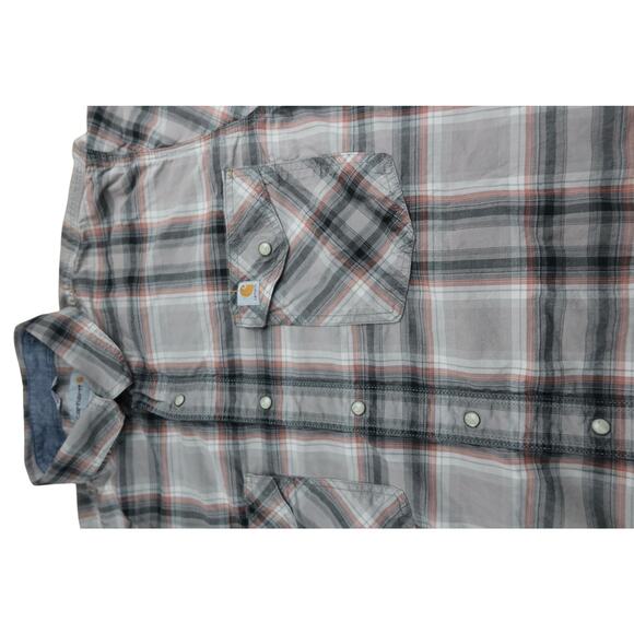 Carhartt Relaxed- Fit Gray Plaid Button Up Men's Shirt XL - Picture 4 of 8